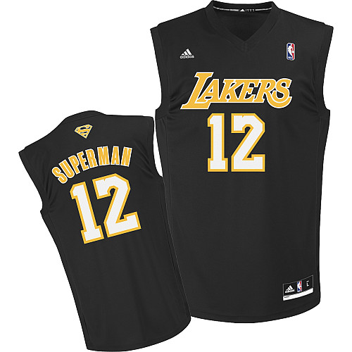  NBA Los Angeles Lakers 12 Dwight Howard Superman Nickname Black Jersey